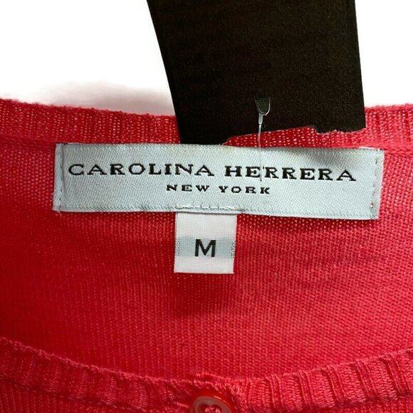 Carolina Herrera Red Coral Cashmere Cardigan - Picture 4 of 4